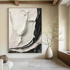 Black - White Textured Swirl Abstract Painting for Art - Centric Living Spaces HENG387
