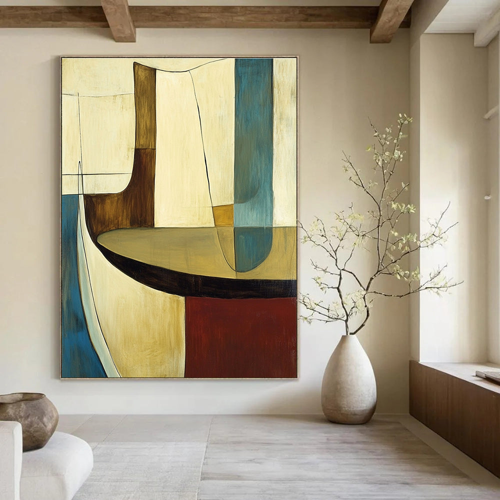 Neutral Toned Abstract Shapes Painting for Contemporary Office Spaces GAB1157