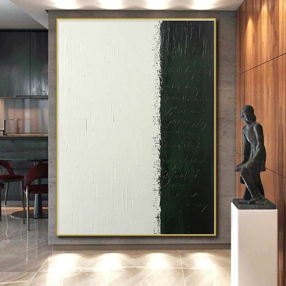 Black and White Textured Abstract Painting with Bold Contrast WINK308