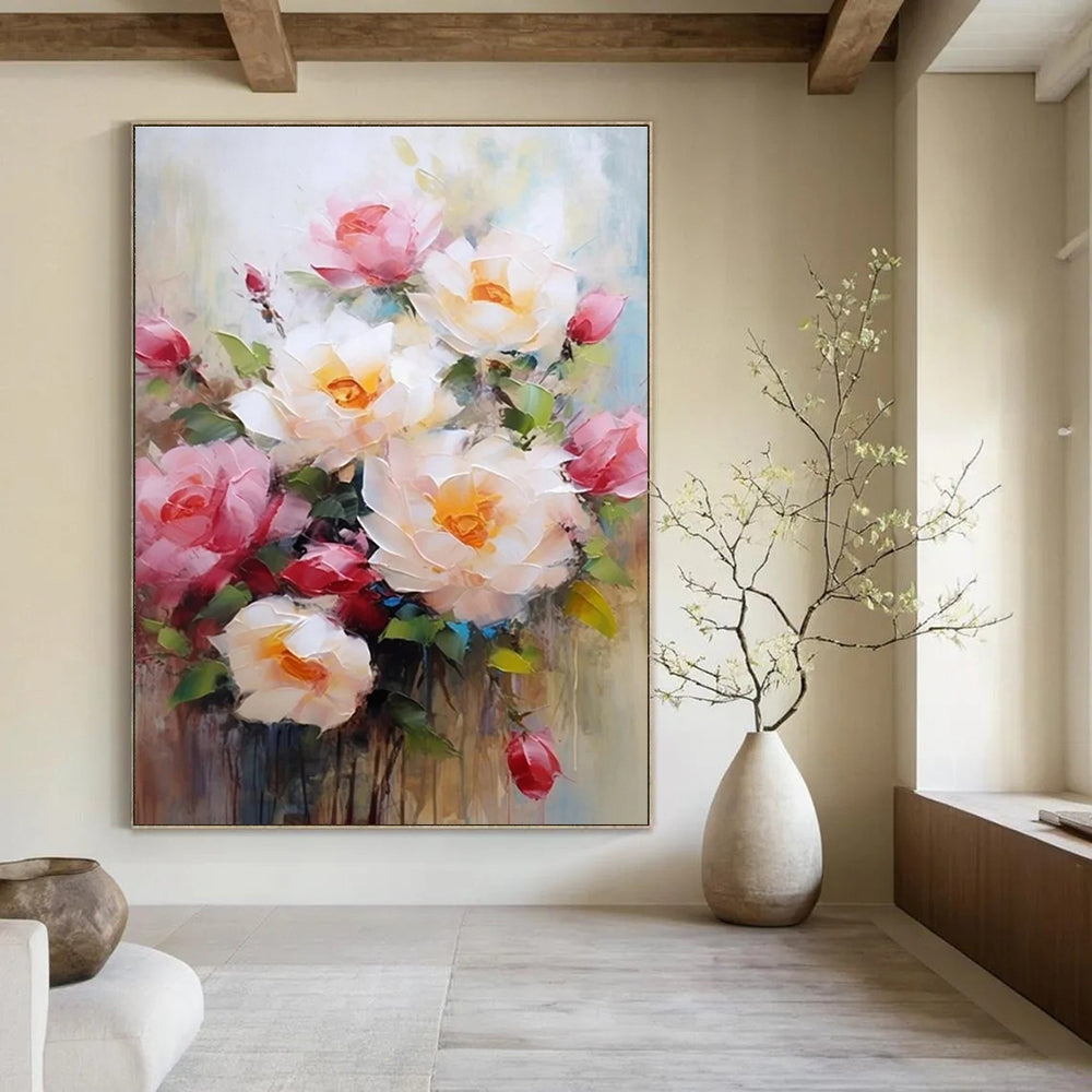 Classic Floral Bouquet Abstract Painting for Timeless Dining Rooms HENG429