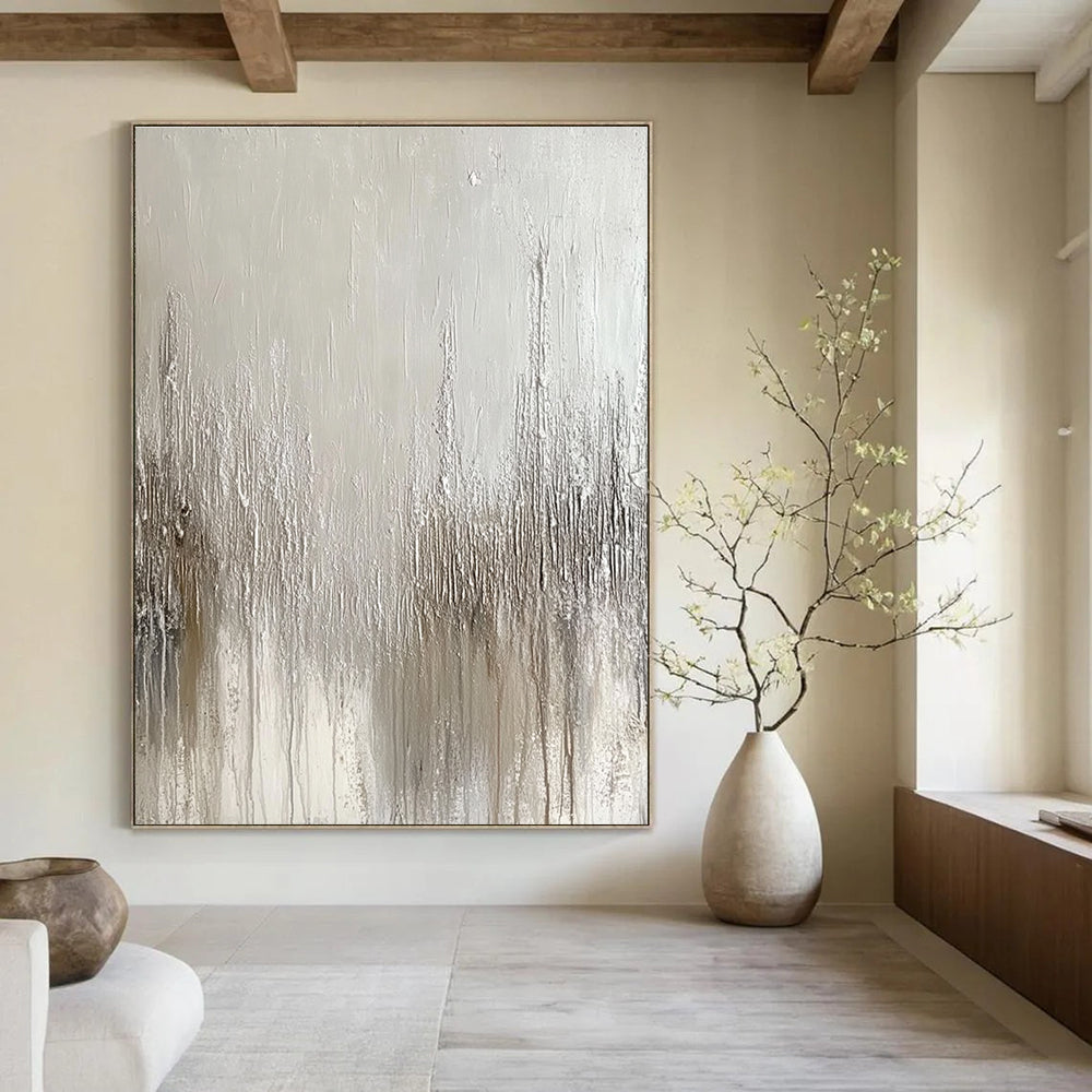 Textured Monochrome Abstract Painting for Minimalist Living Rooms GAB1260