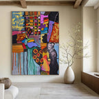 Colorful Geometric Abstract Painting for Trendy Retail Spaces HENG459