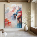 Colorful Mountain Waterfall - Vibrant Landscape Abstract Painting GAB0585