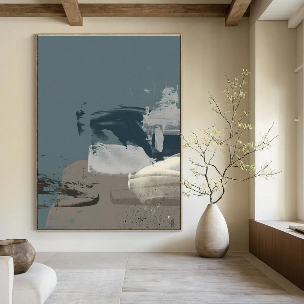 Modern Abstract Shape Collage Painting for Contemporary Decor HENG242