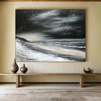Starry Night Seascape Abstract Painting with Mystical Coastal Ambiance ABS453