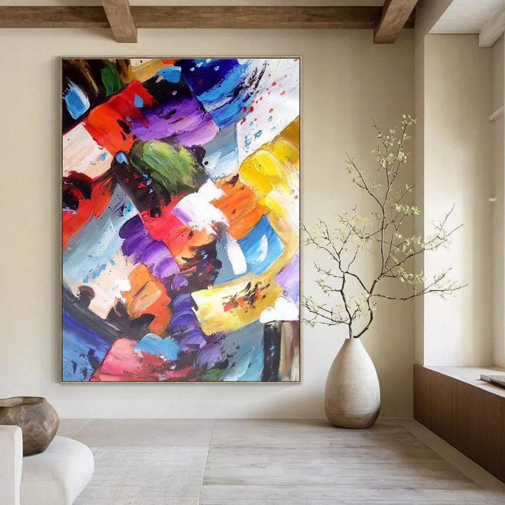Colorful Geometric Abstract Painting for Modern Office Lounges HENG416