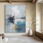 Ship in Mist Abstract - Nautical Landscape Art GAB0552