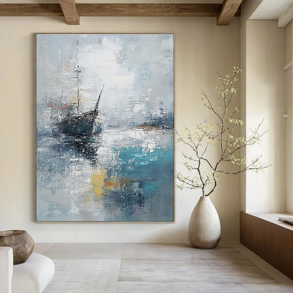 Ship in Mist Abstract - Nautical Landscape Art GAB0552