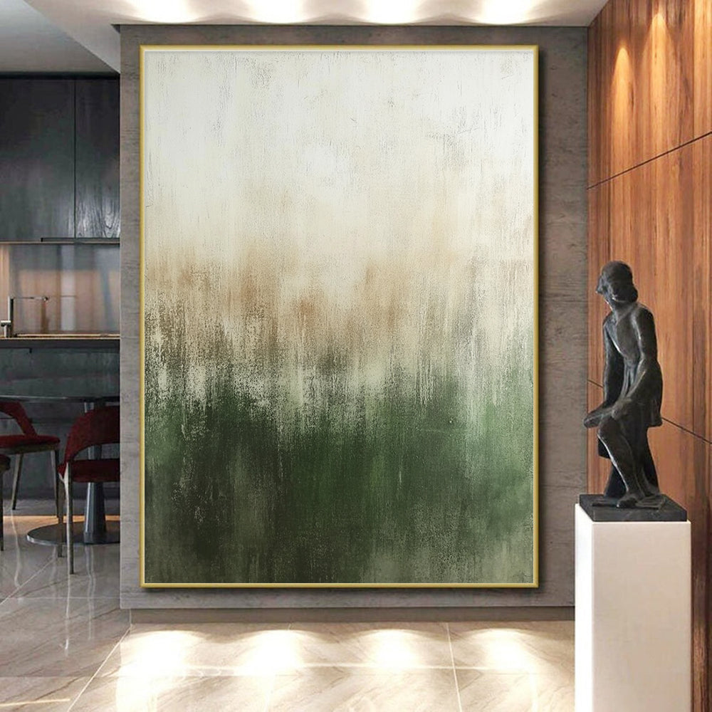 Green - Beige Abstract Gradient Painting with Calming Serenity WINK439