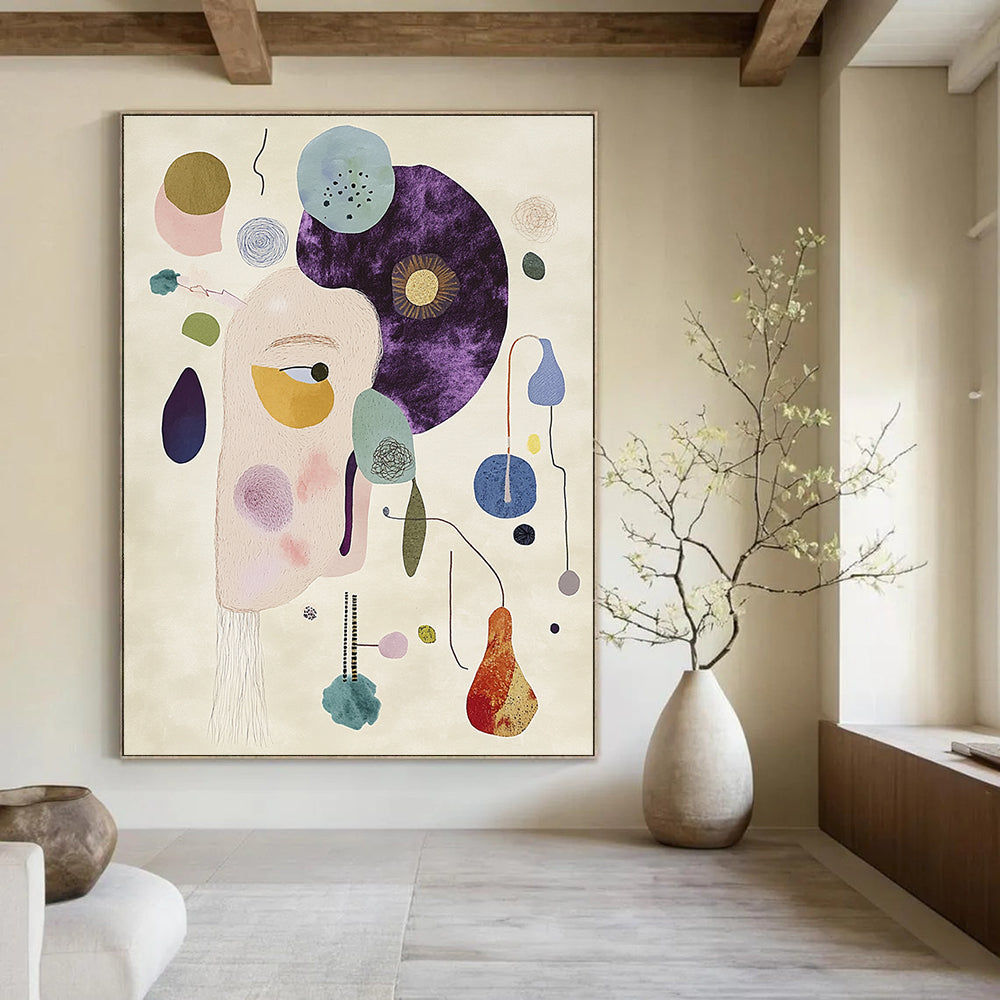 Whimsical Abstract Face Creative Abstract Painting for Eclectic Homes GAB1396
