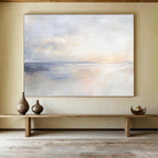Soft Coastal Sunset Scene Art Embodying Tranquil Evening Vibes in Muted Colors Abstract Painting ABS147