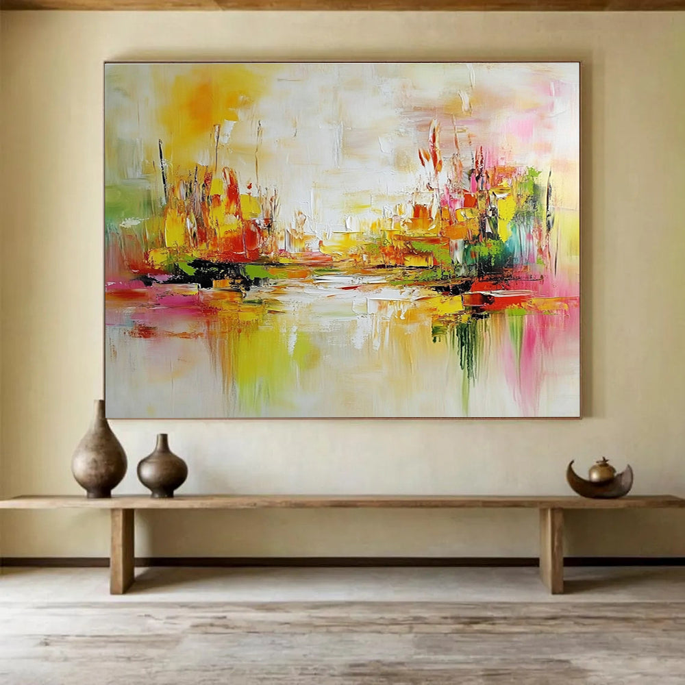 Colorful Cityscape Abstract Painting with Vibrant Energy ABS297