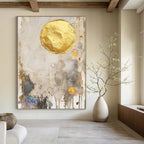 Gold Circle Abstract Mixed - Media Painting for Luxurious Spaces GAB1509
