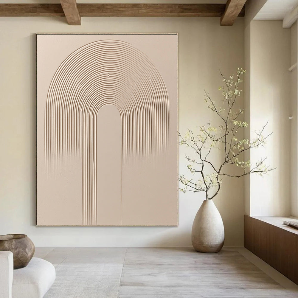 Beige Textured Arch Art Minimalist Abstract Painting for Sophisticated Spaces GAB1403