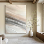 Beige and Grey Flowing Textures Abstract Painting with Soft Movement GAB0074
