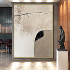 Beige and Black Minimalist Shapes Abstract Painting with Quiet Contemplation WINK044