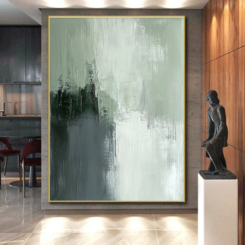 Gray Green Abstract Textures Painting with Subtle Tones WINK651