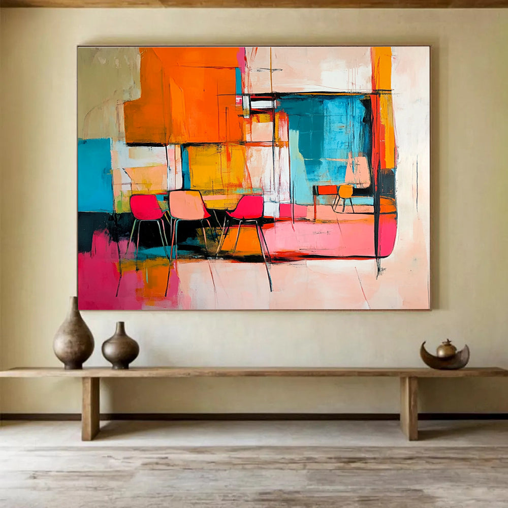 Abstract Interior Scene Painting with Vibrant, Modern Spatial Energy ABS500