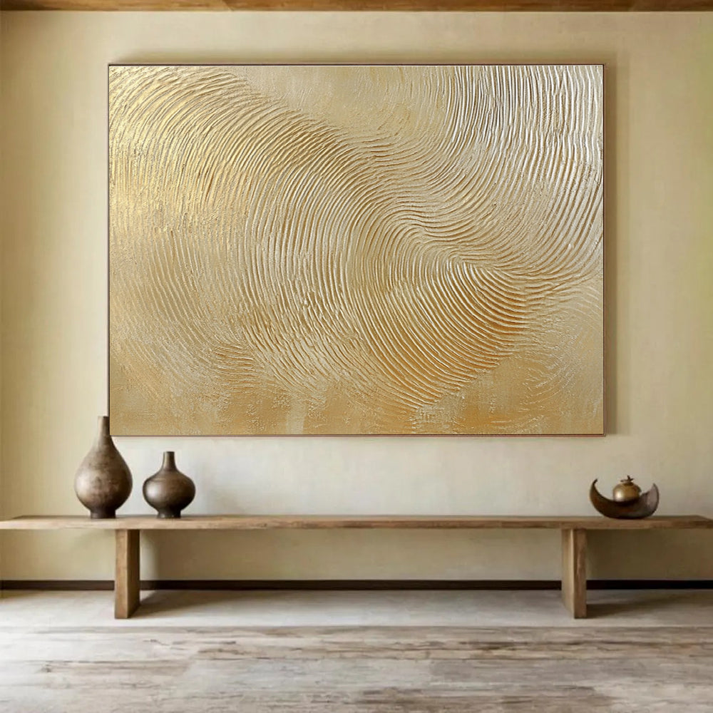 Luxurious Golden Waves Art Celebrating Opulence and Dynamic Movement Abstract Painting ABS150