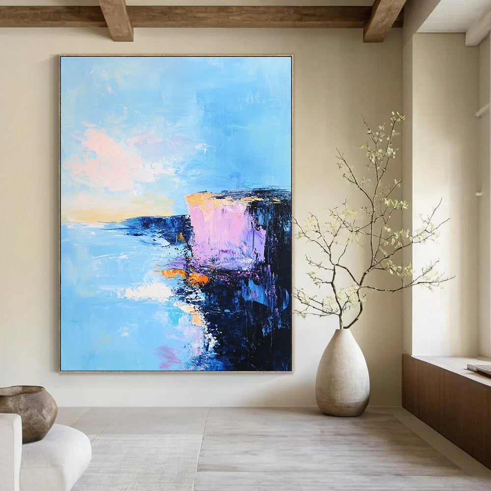 Coastal Cliffs at Sunset Abstract Painting for Luxury - Styled Residences GAB1076