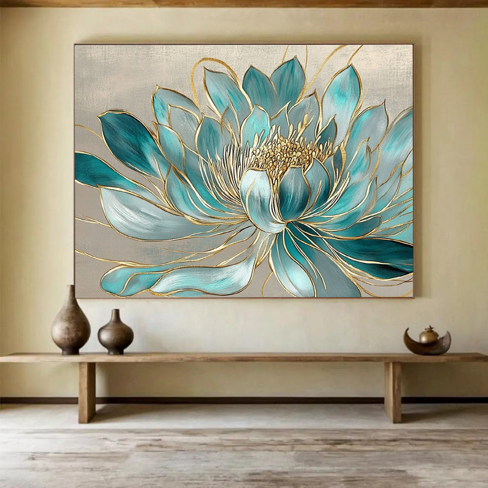 Blue Lotus with Gold - Elegance and Spirituality ABS015