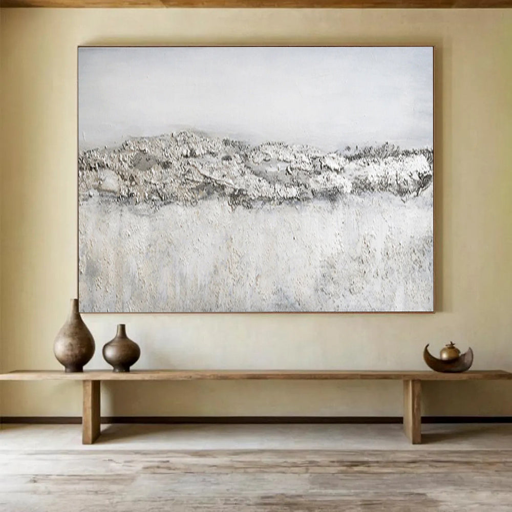 Textured Gray Abstract Painting for Minimalist Art Galleries YHT262