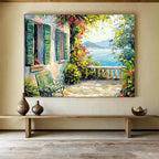 Coastal Villa Abstract Painting for Mediterranean - Style Resorts YHT415