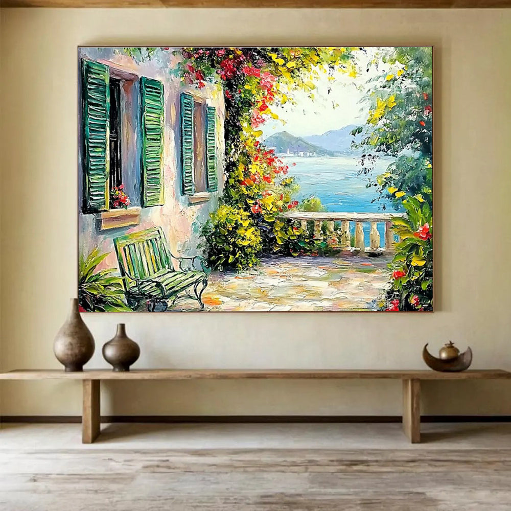 Coastal Villa Abstract Painting for Mediterranean - Style Resorts YHT415