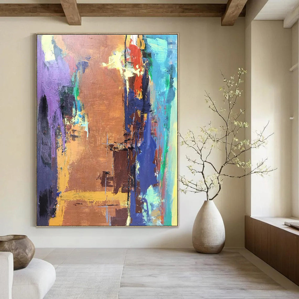 Vibrant Color Block Abstract Painting for Fashion Boutique Showrooms HENG036