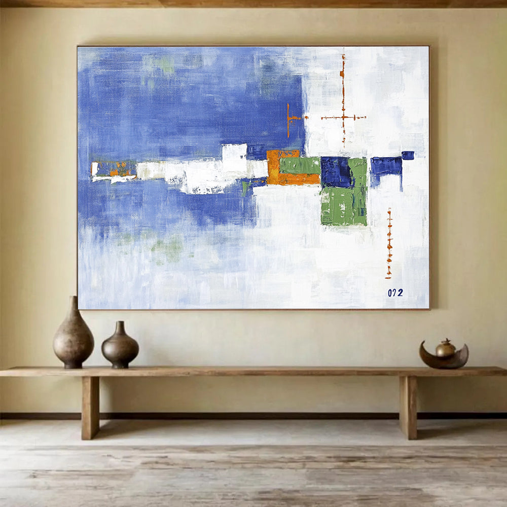 Geometric Abstract in Blue and Green Palette ABS086