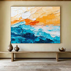 Sea and Sky Textured Abstract Painting with Bold Brushstrokes ABS291