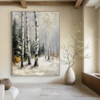 Winter Birch Forest II Serene Abstract Painting for Calm Interiors GAB1431