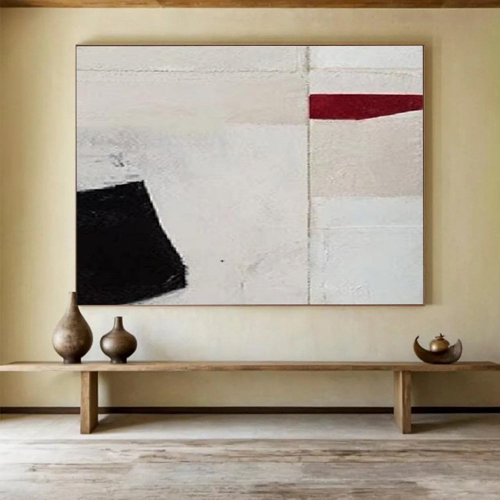 Red - Black - White Abstract Painting for Bold Minimalist Spaces YHT110