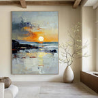 Sunset by the Sea Abstract Painting for Romantic - Themed Restaurants GAB1299