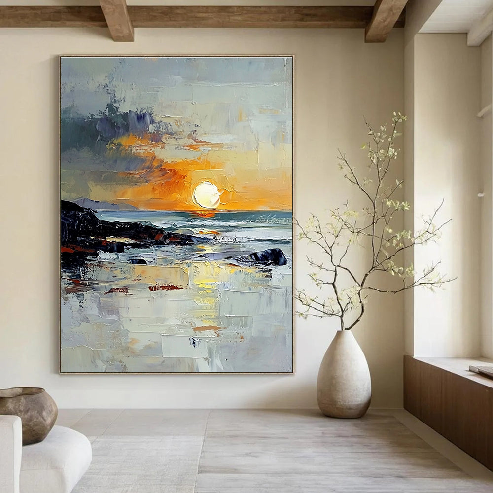 Sunset by the Sea Abstract Painting for Romantic - Themed Restaurants GAB1299