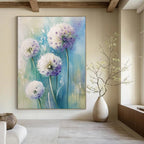 Purple and White Flowers Vibrant Abstract Painting for Bright Kitchens GAB1515