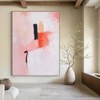 Pink - Toned Abstract Painting with Minimalist Shapes GAB0870