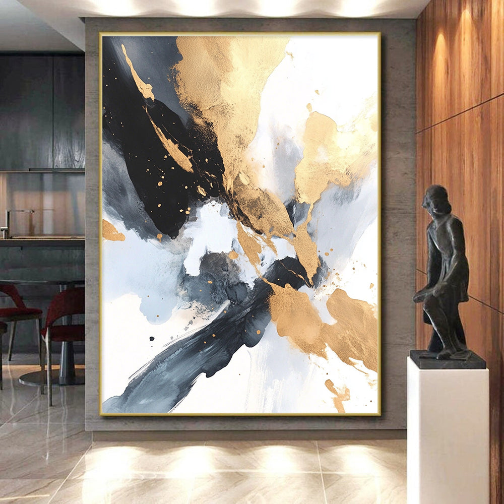 Gold Black Blue Abstract Painting with Luxe Mystery WINK736