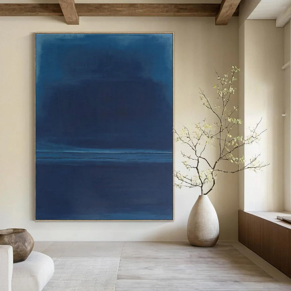Deep Blue Gradient Abstract Painting for Nautical - Inspired Studies HENG474
