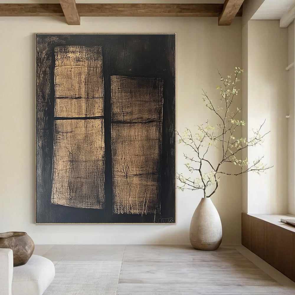 Textured Dark Abstract Painting for Industrial - Style Home Theaters GAB1176