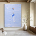 Figure on Textured Blue Path Abstract Painting for Adventure - Themed Spaces HENG327