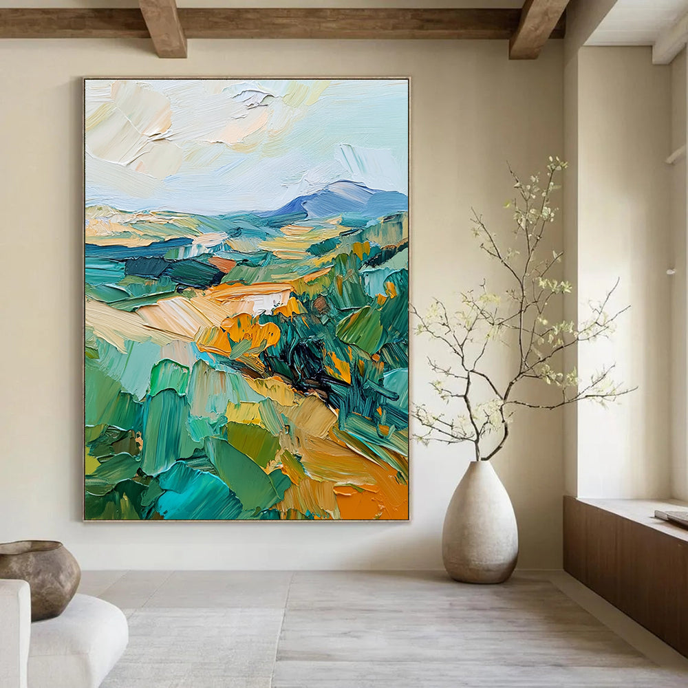 Colorful Landscape Impression Abstract Painting of Vibrant Countryside GAB0096