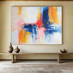 Blue and Pink Abstract Painting with Gentle Color Blends ABS422