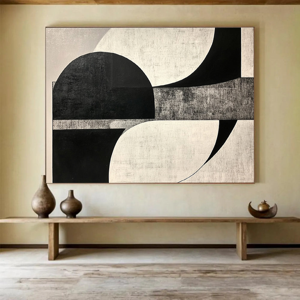 Black - White Geometric Abstract  Precision and Form ABS099