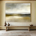 Neutral Tones Landscape Abstract Painting with Serene, Misty Ambiance ABS447