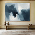 Gray - Blue Tones Abstract Painting with Dynamic Brushstrokes ABS391