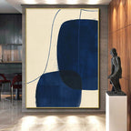 Blue - Shaped Abstract Painting with Fluid Lines WINK856