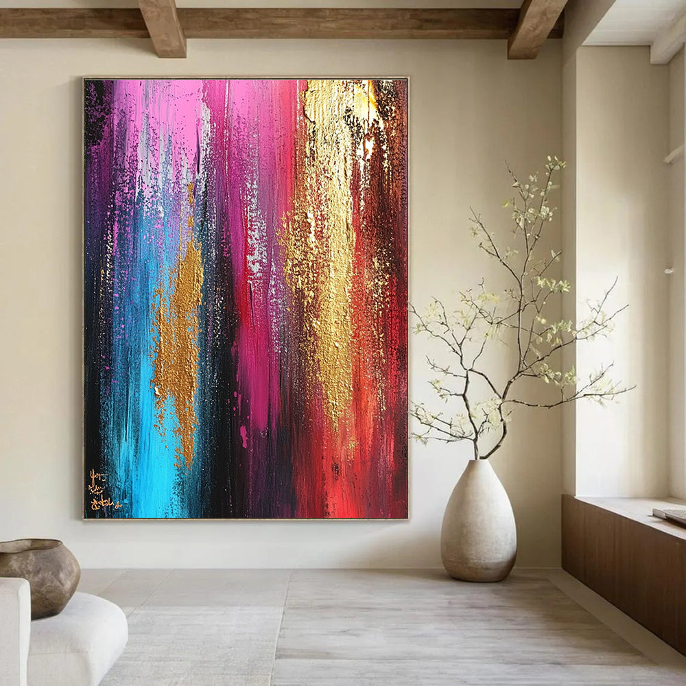 Pink and Gold Abstract Painting for Luxury - Styled Beauty Salons GAB0944