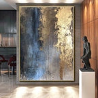 Blue and Golden Abstract Painting with Regal Allure WINK094