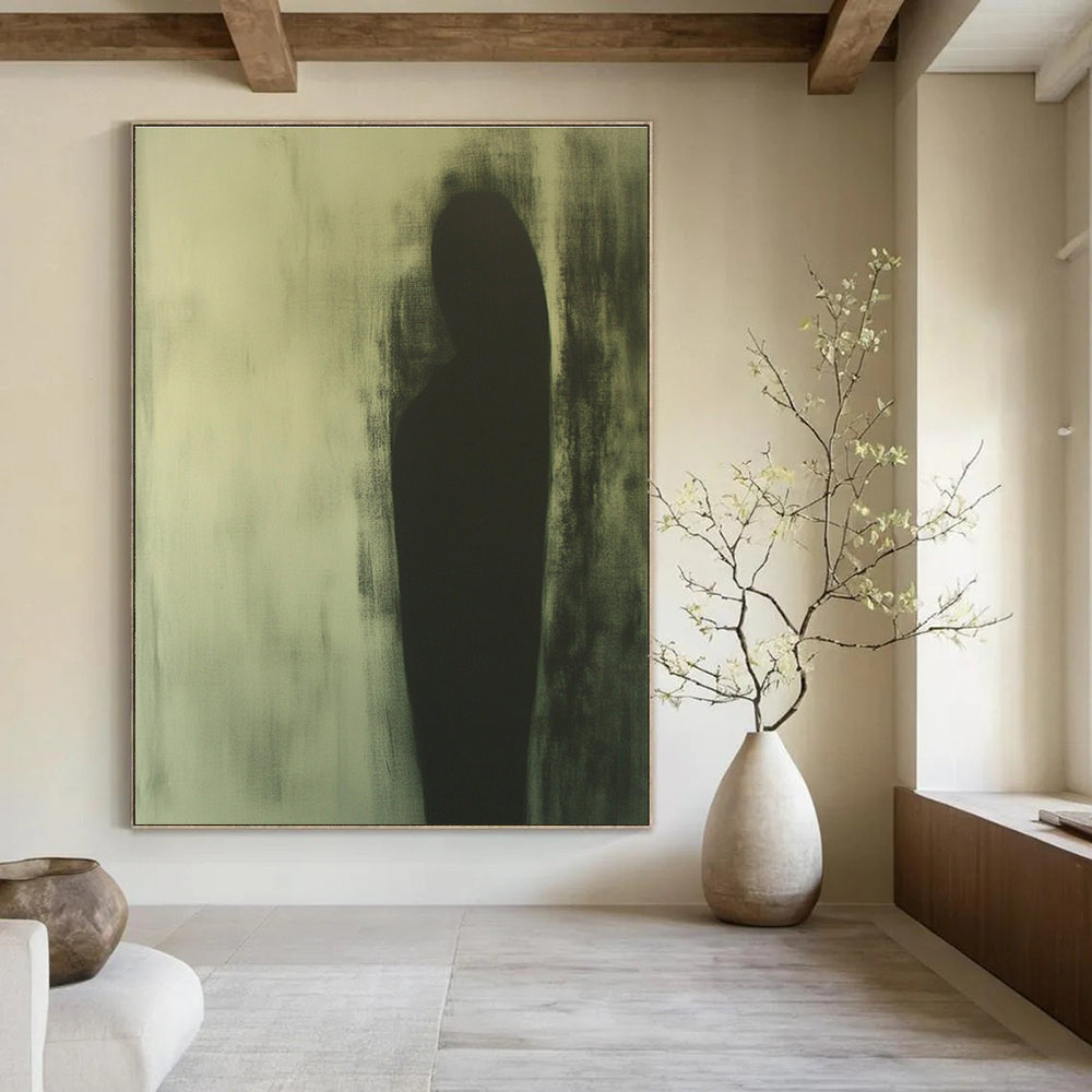 Black Silhouette Abstract Painting of Mysterious Form GAB0126
